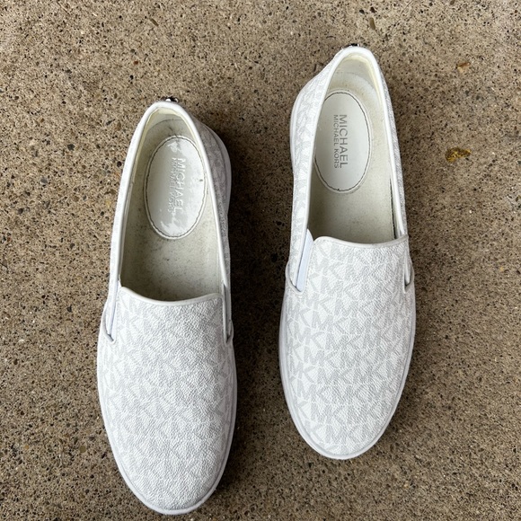 Michael Kors Shoes - MICHAEL MICHAEL KORS Women's white Signature Logo Keaton Slip-On Sneakers SZ 7.5